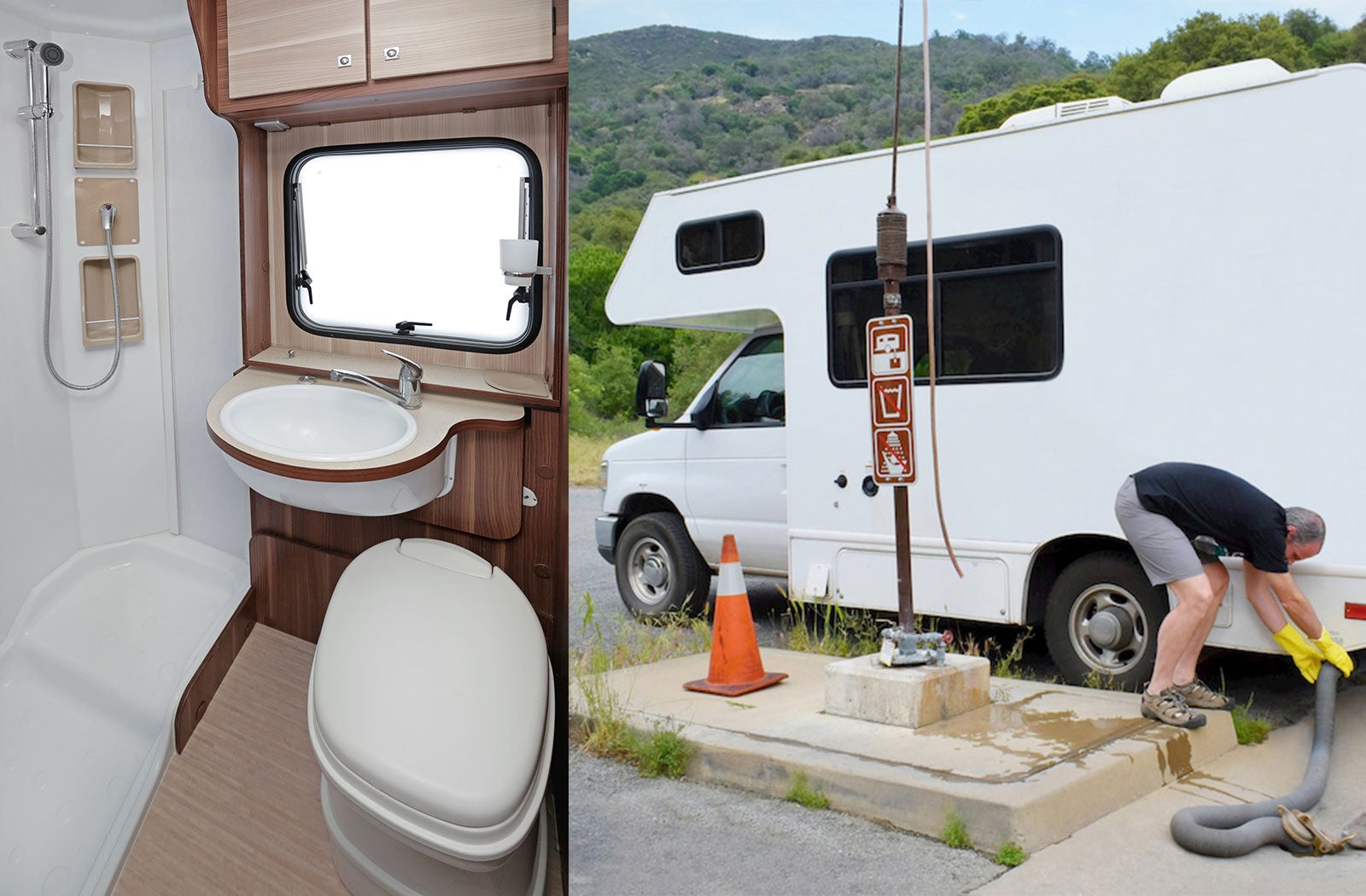 Portable RV/camper toilet and holding tank setup in Elizabethtown, Kentucky