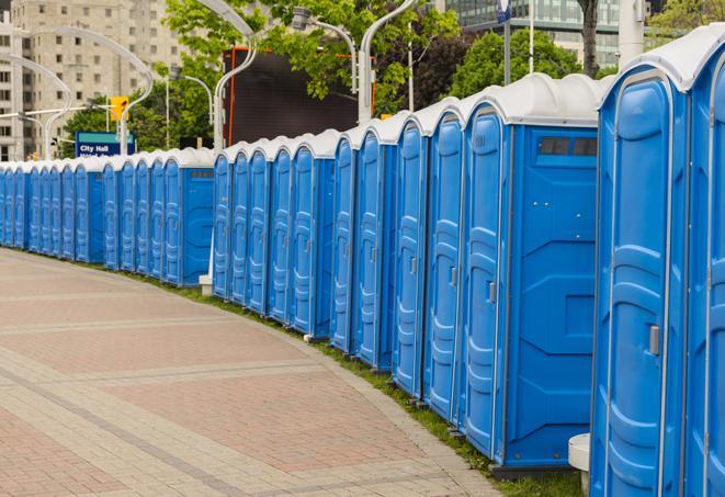 Seasonal porta potty units set up at a Elizabethtown, Kentucky venue